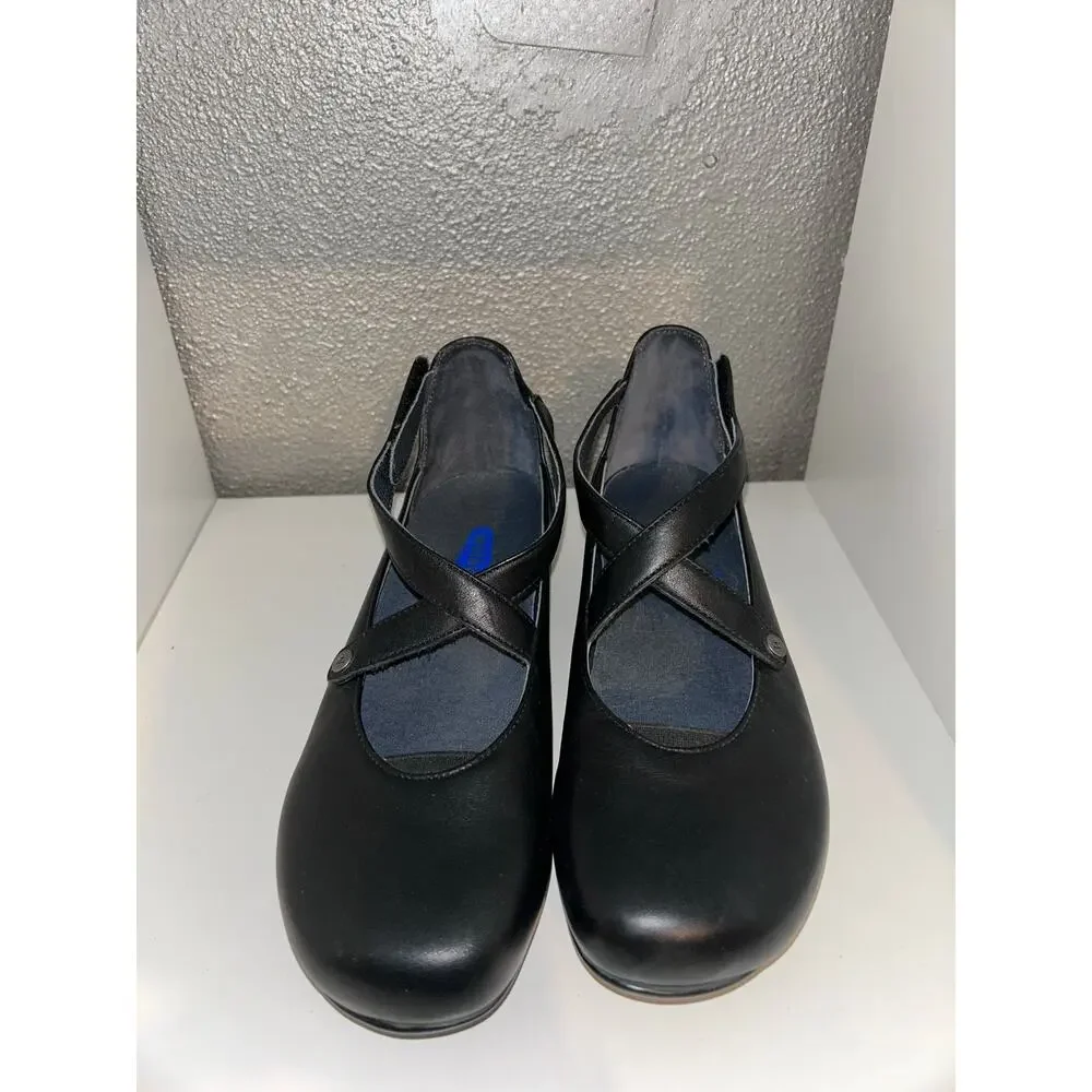 Wolky Ambrosia Mary Jane Shoes Black Leather Comfort Strap EU 38 US 7.5 Comfort